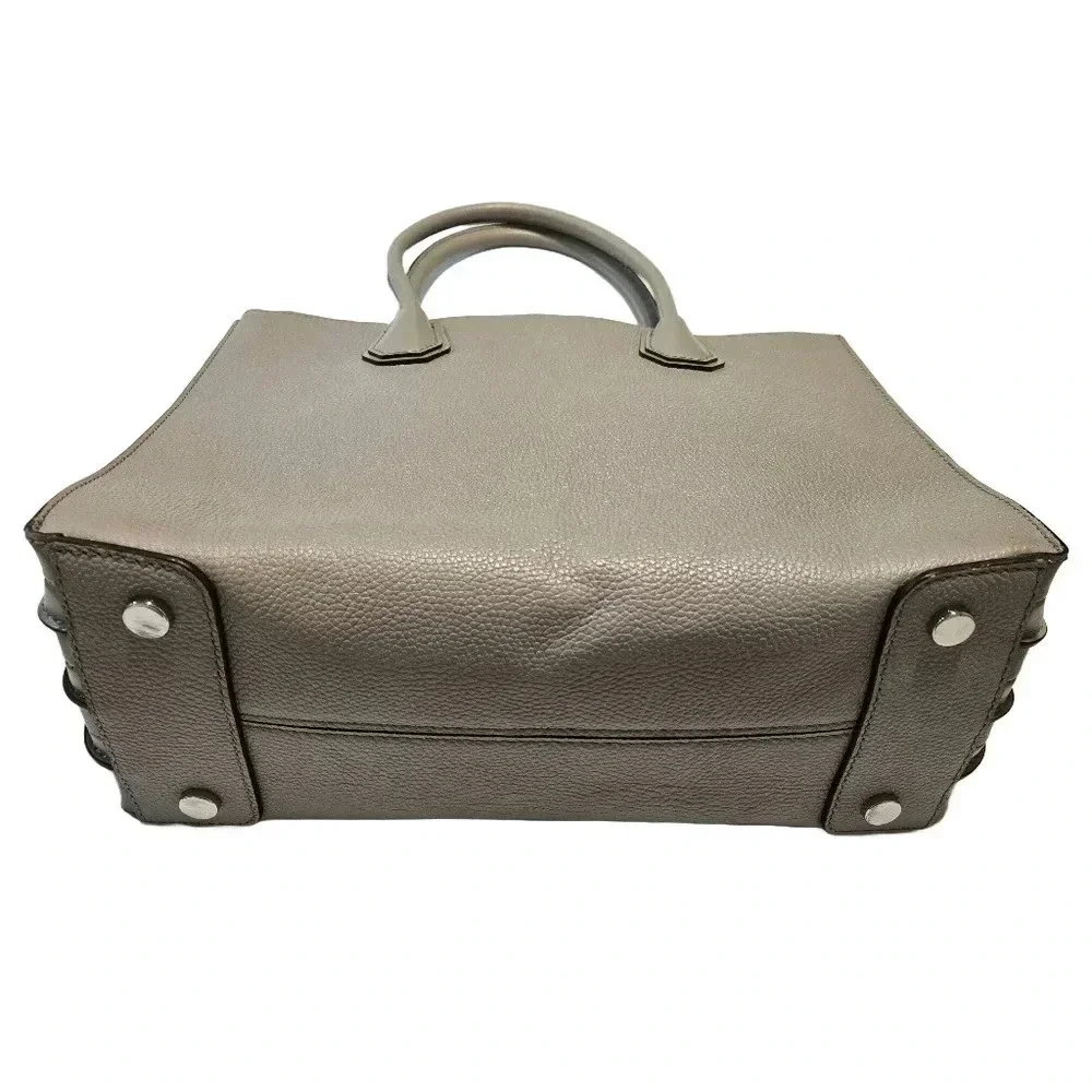 Michael Kors Mercer Large Convertible Pearl Grey Leather Tote Bag - Picture 10 of 16